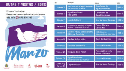 Turismo presenta su programa ‘Rutas y Visitas Marzo 2026’ con una completa agenda cultural y patrimonial