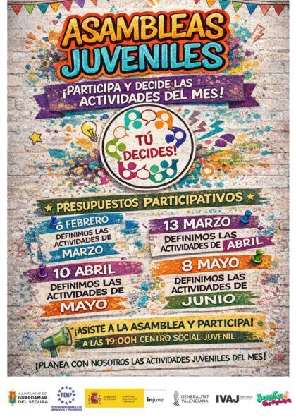Guardamar del Segura, evento: Actividades del Centro Social Juvenil (CSJ) para jóvenes de 12 a 30 años, dentro de la agenda municipal de abril del Ayuntamiento