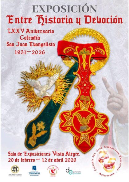 Torrevieja, evento: Exposición 'Entre historia y devoción: 75 años de San Juan Evangelista', con fotografías, documentos y objetos de la cofradía, organizada por la sala 'Vista Alegre' y el Ayuntamiento