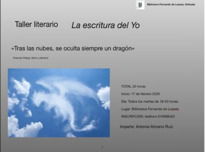 Orihuela, evento: Taller literario 'La escritura del Yo', por Antonia Moreno, dentro de los actos de la Biblioteca Pública y Archivo Histórico ‘Fernando de Loazes’