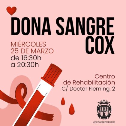 Cox, evento: Donación de sangre, organizada por el Centro de Transfusiones de la Comunidad Valenciana