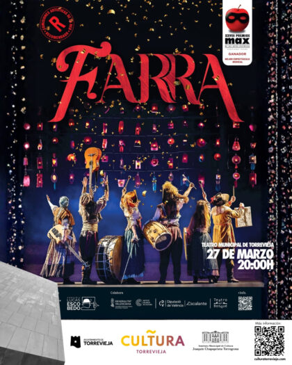Torrevieja, evento cultural: Representación teatral de la obra 'La Farra' en el acto de clausura del VI Concurso de Teatro Aficionado 'Raúl Ferrández', dentro de la programación cultural para el primer cuatrimestre de 2026 organizada por la Concejalía de Cultura