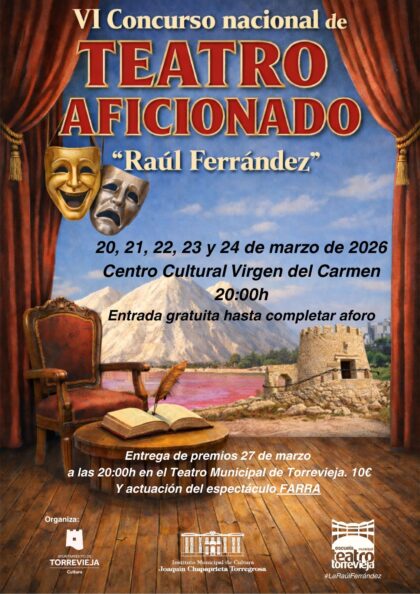 Torrevieja, evento cultural: Representación de la obra de teatro 'La canción de los ausentes', de José Antonio Navas Botrán, por el grupo de teatro de San Javier (Murcia), en el VI Concurso Nacional de Teatro Aficionado 'Raúl Ferrández', dentro de la programación cultural para el primer cuatrimestre de 2026 organizada por la Concejalía de Cultura