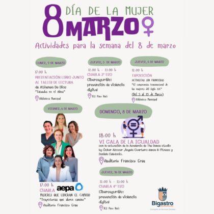 Bigastro, evento: Charla para alumnos de 3º de la ESO 'Cibersegur@s: Prevención de violencia digital', dentro de los actos del Día Internacional de la Mujer, el 8M, organizados por el Ayuntamiento