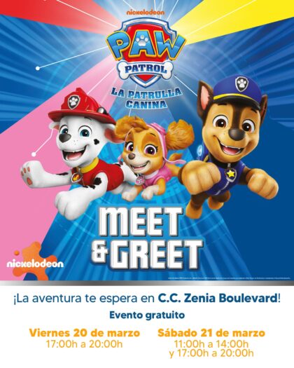Orihuela Costa, evento: Actividad gratuita 'Meet & greet' con la 'Patrulla Canina', dentro de los actos de marzo del Centro Comercial Zenia Boulevard