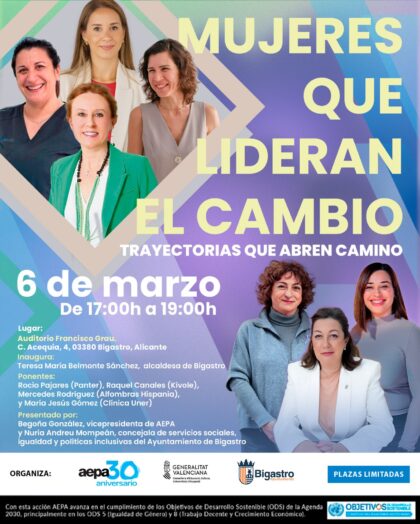 Bigastro, evento: Charla 'Mujeres que lideran el cambio. Trayectorias que abren camino', dentro de los actos del Día Internacional de la Mujer, el 8M, organizados por el Ayuntamiento