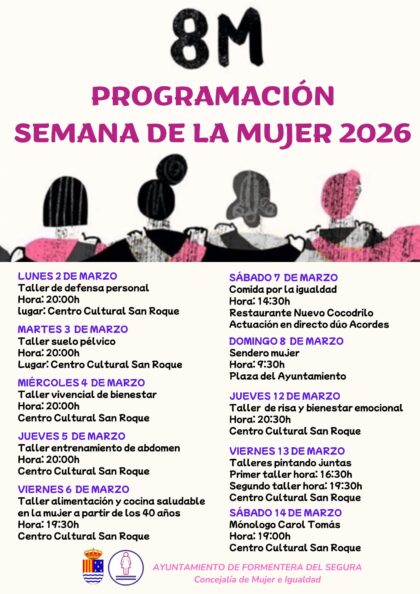 Formentera del Segura, evento: Taller de suelo pélvico, impartido por la Clínica de Fisioterapia CyC, dentro de los actos del Día Internacional de la Mujer, el 8M, organizado por la Concejalía de Mujer e Igualdad