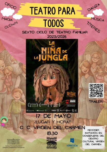 El domingo 17 de mayo finaliza la 6º edición de 'Teatro para todos' con el espectáculo de títeres 'La niña de la jungla'