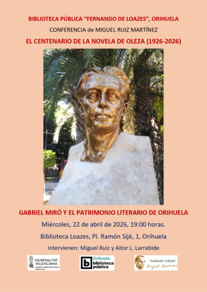 El oriolano Miguel Ruiz Martínez ofrecerá este miércoles una conferencia sobre Gabriel Miró y el patrimonio literario de Orihuela