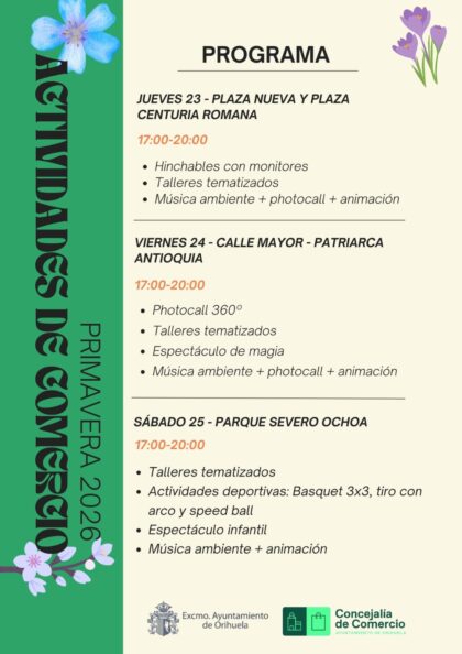 Una programación especial de primavera de la Concejalía de Comercio busca seguir dinamizando las zonas comerciales del casco urbano