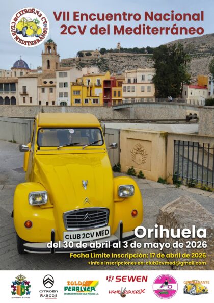Orihuela, evento: Exposición de los vehículos Citroen 2CV, dentro de los actos del VII Encuentro Nacional del Citroen 2CV del Mediterráneo organizados por el Club Mediterráneo de Citroen 2CV de Elche