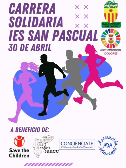 Dolores, evento: Carrera solidaria a beneficio de 'Save the children', la asociación 'Ada Almoradí' y Asociación Contra el Cáncer, organizada por el IES San Pascual con la colaboración del Ayuntamiento