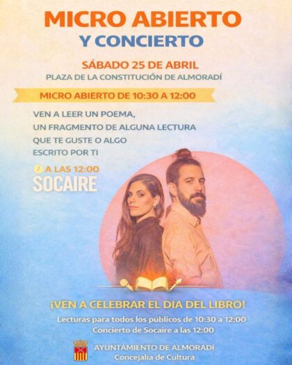 Almoradí, evento cultural: Concierto del grupo almoradidense 'Socaire', dentro de las actividades del Día del Libro organizadas por la Concejalía de Cultura