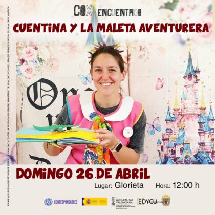 Cox, evento cultural: Narración 'Cuentina y la maleta aventurera' para la familia, dentro del 7º ciclo 'Cox encuentado' organizado por la Concejalía de Biblioteca y EDYCU Gestión Cultural