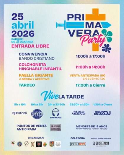 Orihuela, evento: Primavera Party Cristiana, con conciertos, actuaciones de dj, juegos infantiles y paella gigante, organizada por las ocho comparsas cristianas de las Fiestas de la Reconquista oriolana