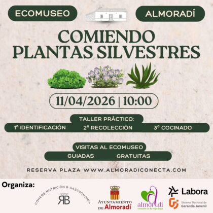 Almoradí, evento: Inscripción al taller práctico gratuito 'Comiendo plantas silvestres' con identificación, recolección y cocinado, organizado por el Ayuntamiento y 'ComeRB Nutrición y Gastronomía'
