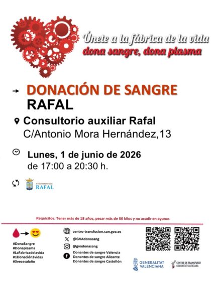 Rafal, evento: Donación de sangre, organizada por el Centro de Transfusiones de la Comunidad Valenciana