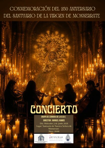 Orihuela, evento cultural: Concierto a la luz de las velas a cargo del grupo de cámara de la Orquesta Barroca Valenciana, con motivo del 250º aniversario del Santuario de Nuestra Señora de Monserrate organizado por la Concejalía de Turismo