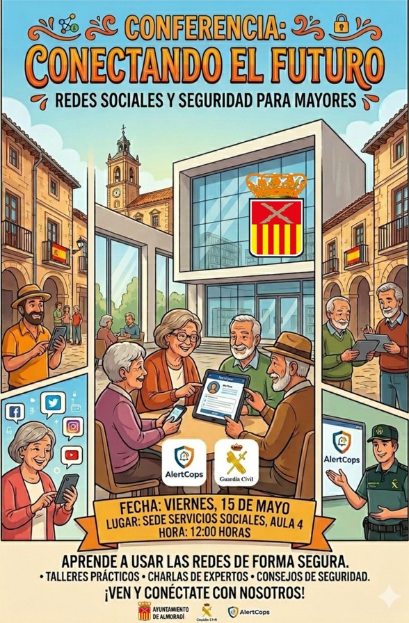 Almoradí, evento: Charla informativa ‘Conectando el futuro. Redes sociales y seguridad para mayores’, por agentes de la Guardia Civil, organizada por el Ayuntamiento