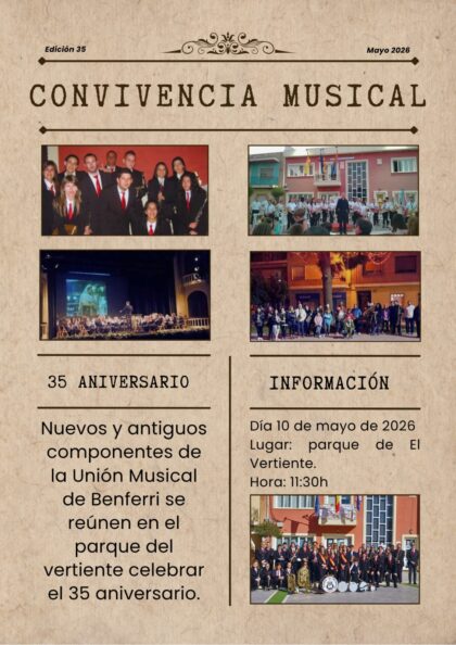 Benferri, evento: Jornada de convivencia con motivo de la celebración del 35º aniversario de la Unión Musical de Benferri, organizada por la propia Unión Musical de Benferri