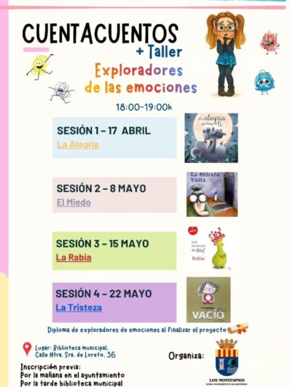 Los Montesinos, evento cultural: Sesión de cuentacuentos y taller 'La rabia', dentro del ciclo 'Exploradores de las emociones' organizado por el Ayuntamiento y la biblioteca municipal