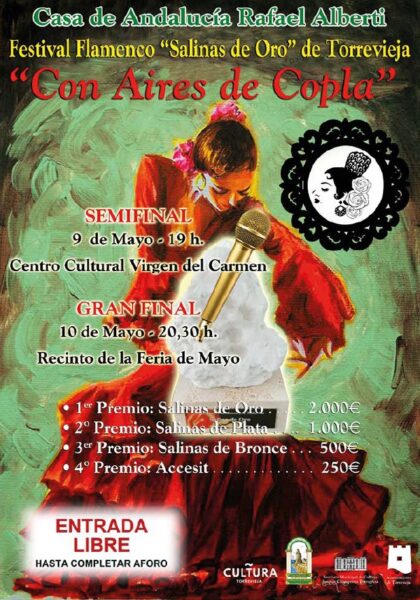 Torrevieja, evento cultural: Semifinal del Festival de Flamenco 'Salinas de oro' 'Con aires de copla' con actuaciones de destacados artistas, dentro de la programación cultural para el segundo cuatrimestre de 2026 organizada por la Concejalía de Cultura Torrevieja, evento cultural: Semifinal del Festival de Flamenco 'Salinas de oro' 'Con aires de copla' con actuaciones de destacados artistas, dentro de la programación cultural para el segundo cuatrimestre de 2026 organizada por la Concejalía de Cultura
