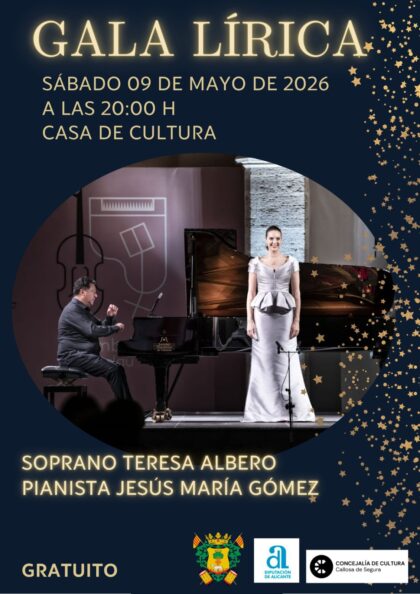 Callosa de Segura, evento cultural: Gala lírica a cargo de la soprano Teresa Albero y el pianista Jesús María Gómez, organizada por la Concejalía de Cultura