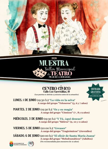 Pilar de la Horadada, evento cultural: Representación de la obra 'Y tú, ¿qué deseas?', a cargo del grupo 'Sátiros' (9, 10 y 11 años), dentro de la muestra del taller municipal de teatro organizada por la Concejalía de Cultura