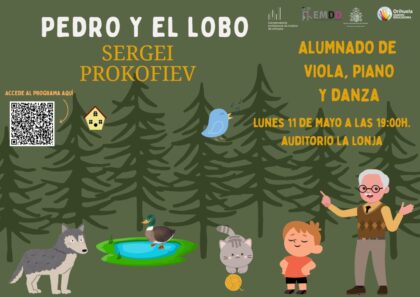 Orihuela, evento cultural: Concierto con narración y música de la obra 'Pedro y el lobo', del compositor ruso Sergei Prokófiev, por el alumnado de viola, piano y danza, organizado por el Conservatorio Profesional de Música 'Pedro Terol'