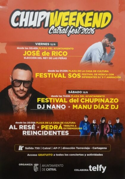 El popular chupinazo de las fiestas de Catral evoluciona este 2026 al Chupiweekend para celebrarse durante todo un fin de semana