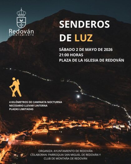 Redován, evento: Salida de la ruta nocturna 'Senderos de la luz' de 4 kilómetros, organizada por el Ayuntamiento