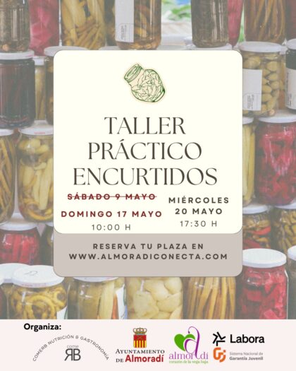 Almoradí, evento: APLAZADO al DOMINGO 17 de MAYO Taller práctico de encurtidos y visitas al Ecomuseo, dentro de los actos de la 'Primavera en Almoradí' organizado por la Concejalía de Turismo
