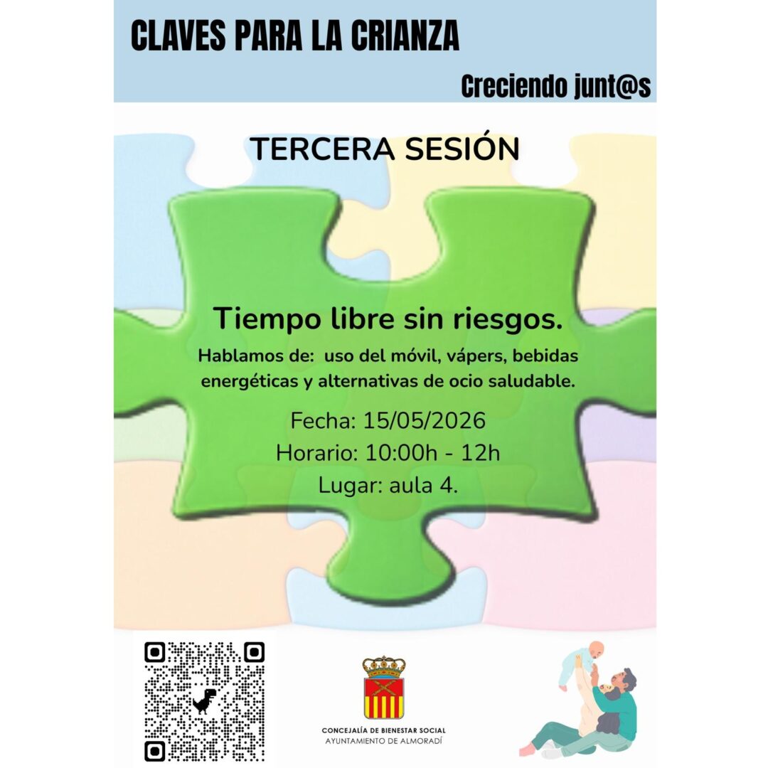 Almoradí, evento: Taller ‘Tiempo libre sin riesgos’, dentro de la iniciativa ‘Claves para la crianza: Creciendo junt@s’ para padres con hijos adolescentes organizada por la Concejalía de Bienestar Social