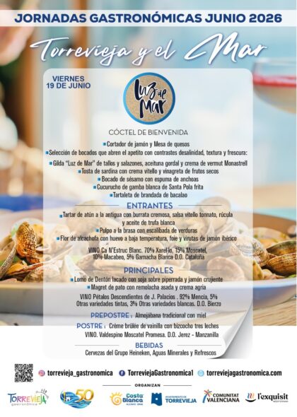 Torrevieja, evento: Jornadas gastronómicas ‘Torrevieja y el mar’ en cuatro selectos restaurantes, organizadas por la Asociación de Empresarios de Hostelería de Torrevieja y Comarca (AEHTC)