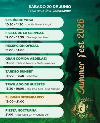 Orihuela Costa, evento: Gran comida abdelazí con degustación de arroces y paellas gigantes, dentro de los actos de la fiesta 'Summer Fest 2026' organizada por la comparsa Moros Abdelazíes