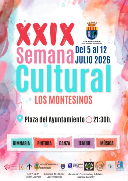Los Montesinos, evento: Actuación de los cantantes locales Abril Espinosa, Yordan Dimitrov, Diana Costa y Fátima Orta y del ensemble de guitarras de la Escuela Municipal de Música, dentro de los actos de la XXIX Semana Cultural organizados por el Ayuntamiento