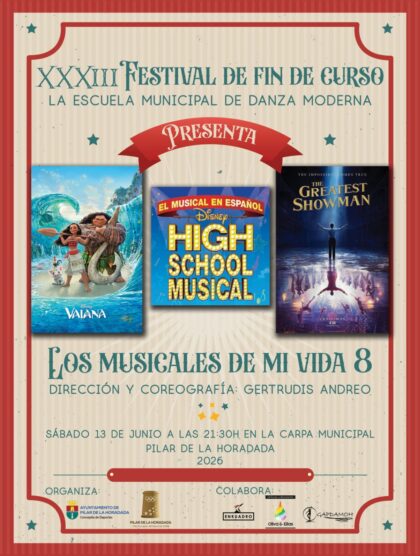 Pilar de la Horadada, evento cultural: Representación de la obra 'Los musicales de mi vida 8', con 'Vaiana', 'High School Musical' y 'The greatest showman', por la escuela municipal de danza moderna, organizada por el Ayuntamiento