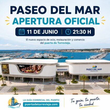 Torrevieja, evento: Espectáculo de drones 'Sky Magic, Paseo del Mar Drone Light Show', dentro del acto oficial de inauguración del nuevo complejo portuario de ocio, gastronomía y entretenimiento, 'Paseo del mar'