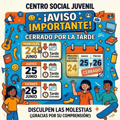 Guardamar del Segura, evento: Actividades del Centro Social Juvenil (CSJ) para jóvenes de 12 a 30 años, dentro de la agenda municipal de junio del Ayuntamiento