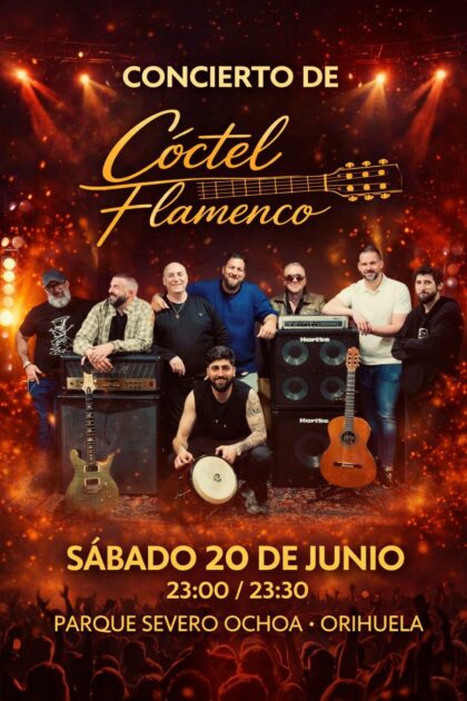 Orihuela, evento cultural: Concierto del grupo 'Cóctel flamenco' con fusión de ritmos, versiones y esencia rumbera, dentro de los actos de las fiestas de San Antonio 2026 del barrio Severo Ochoa organizados por la Comisión de Fiestas