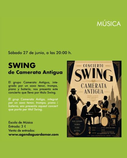 Guardamar del Segura, evento cultural: Concierto 'Swing', por el grupo 'Camarata Antigua', dentro de la agenda municipal de junio del Ayuntamiento Guardamar del Segura, evento cultural: Concierto 'Swing', por el grupo 'Camarata Antigua', dentro de la agenda municipal de junio del Ayuntamiento