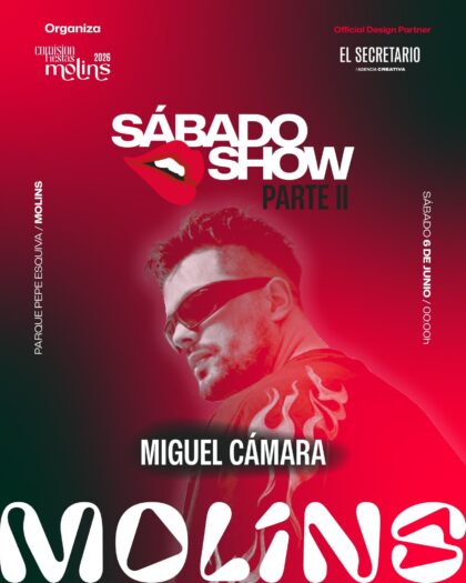 Molins de Orihuela, evento: Actuación del dj Miguel Cámara en el 'Sábado Show Part II', dentro de las fiestas patronales en honor a San Antonio de Padua organizadas por la comisión de fiestas 2026
