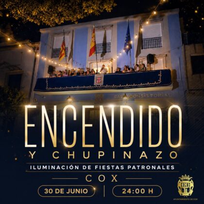 Cox, evento: Encendido de luces, chupinazo y salve a la patrona, dentro de los actos de las fiestas patronales en honor a la Virgen del Carmen organizados por la Concejalía de Fiestas