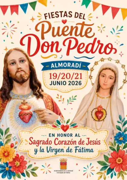 Puente Don Pedro de Almoradí, evento: Volteo de campanas y disparo de cohetes, dentro de los actos de las fiestas patronales en honor al Sagrado Corazón de Jesús y la Virgen de Fátima 2026