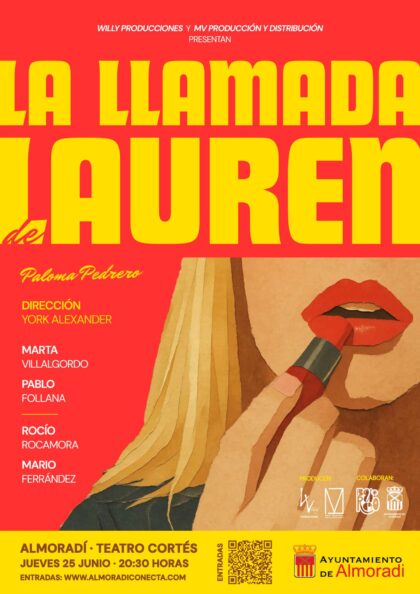 Almoradí, evento cultural: Representación de la obra de teatro 'La llamada de Lauren', a cargo de la compañía 'Willy Producciones' dirigida por York Alexander, organizada por el Ayuntamiento