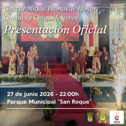 Callosa de Segura, evento: Gala de presentación oficial de majas, damas de honor, galanes y cargos festeros de las fiestas patronales de San Roque y de Moros y Cristianos 2026, organizada por la Concejalía de Fiestas, Asociación de Moros y Cristianos 'San Roque' y parroquia 'San Martín Obispo'