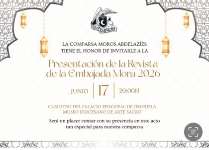 Orihuela, evento: Presentación de la revista de la Embajada Mora 2026, organizada por la comparsa Moros Abdelazíes