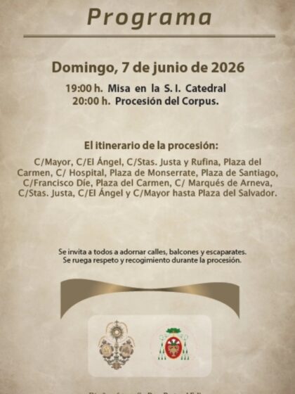 Orihuela, evento: Procesión del Corpus Christi, dentro de los actos de la festividad del Corpus Christi organizados por la Concejalía de Festividades y la S.I. Catedral