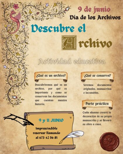 Orihuela, evento: Taller educativo 'Tesoros del pasado: Arte en archivos' para los más pequeños, dentro de los actos de la Semana Internacional de los Archivos 2026 organizados por el Museo Diocesano de Arte Sacro