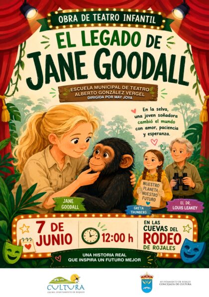 Rojales, evento cultural: Representación de la obra de teatro infantil 'El legado de Jane Goodall', por la Escuela Municipal de Teatro 'Alberto González Vergel', en el encuentro ‘Rodearte’, dentro de los actos de junio de la Concejalía de Cultura